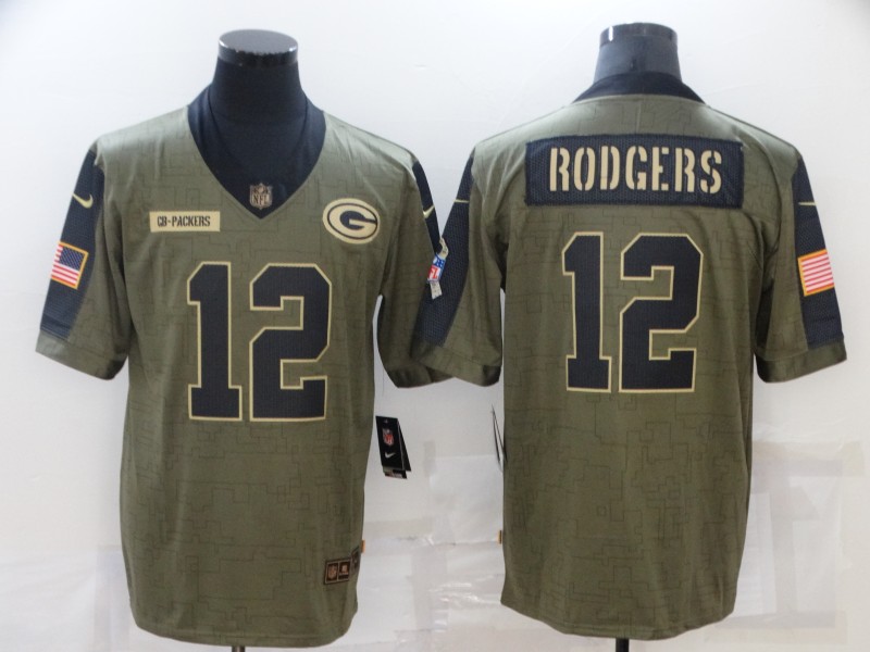 Men's Green Bay Packers Aaron Rodgers #12 Brown Jersey
